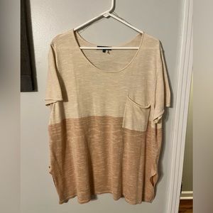 Two tone short sleeve blouse with pocket